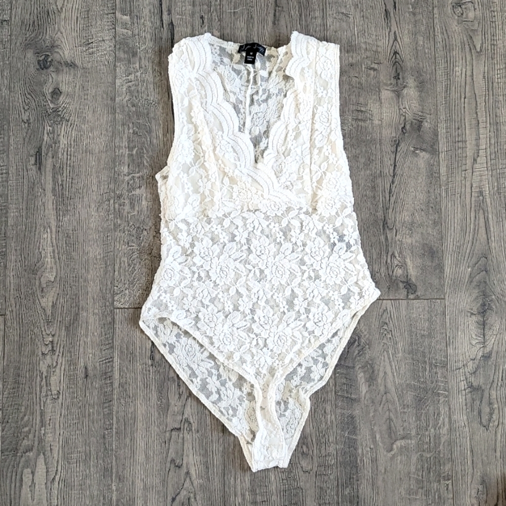 White lacey body suit